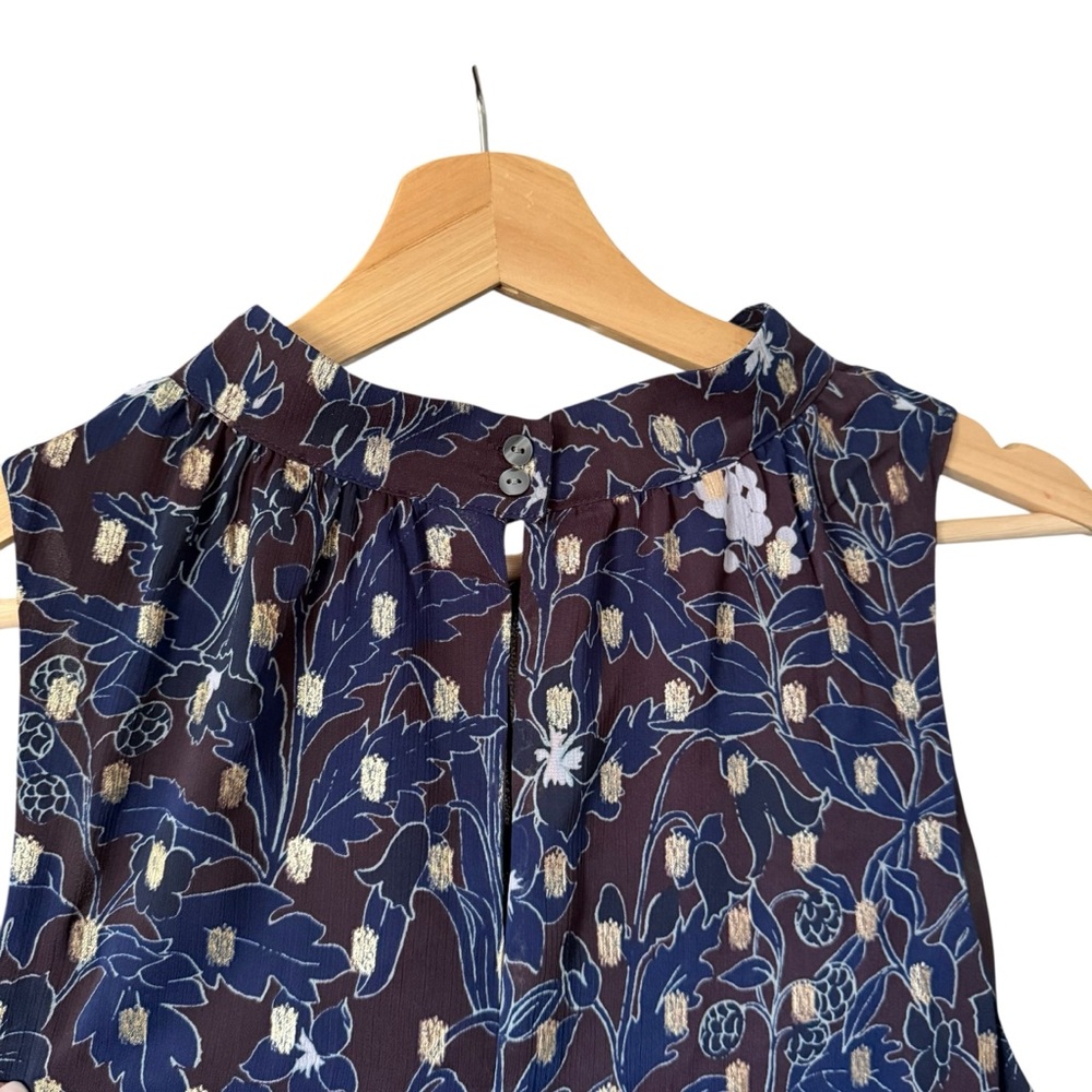 NWT Ann Taylor Floral Purple Navy Blue Sleeveless Blouse Tank Womens XL - Picture 6 of 6